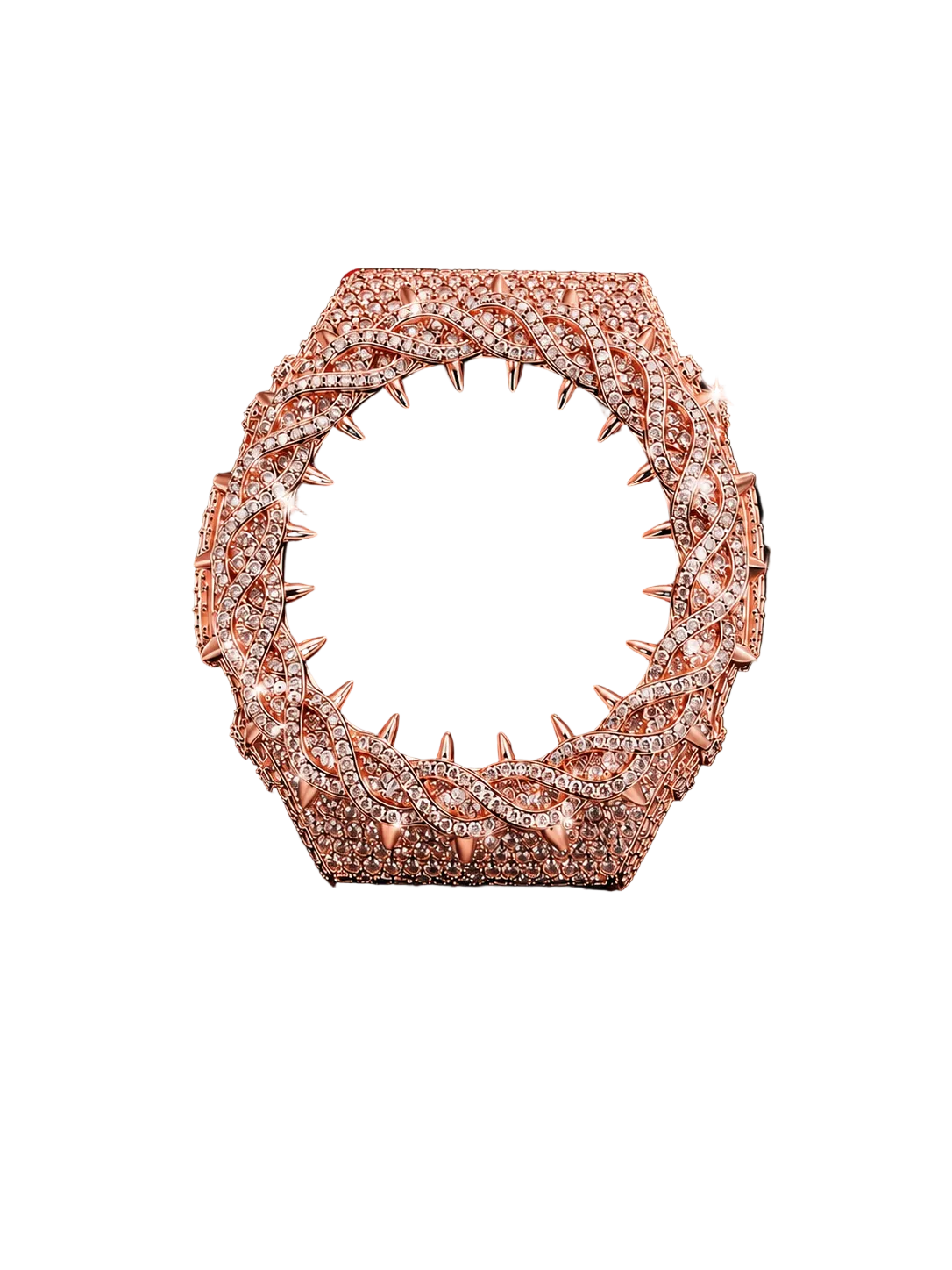 Rose gold-color moissanite bezel compatible with G-Shock GA2100