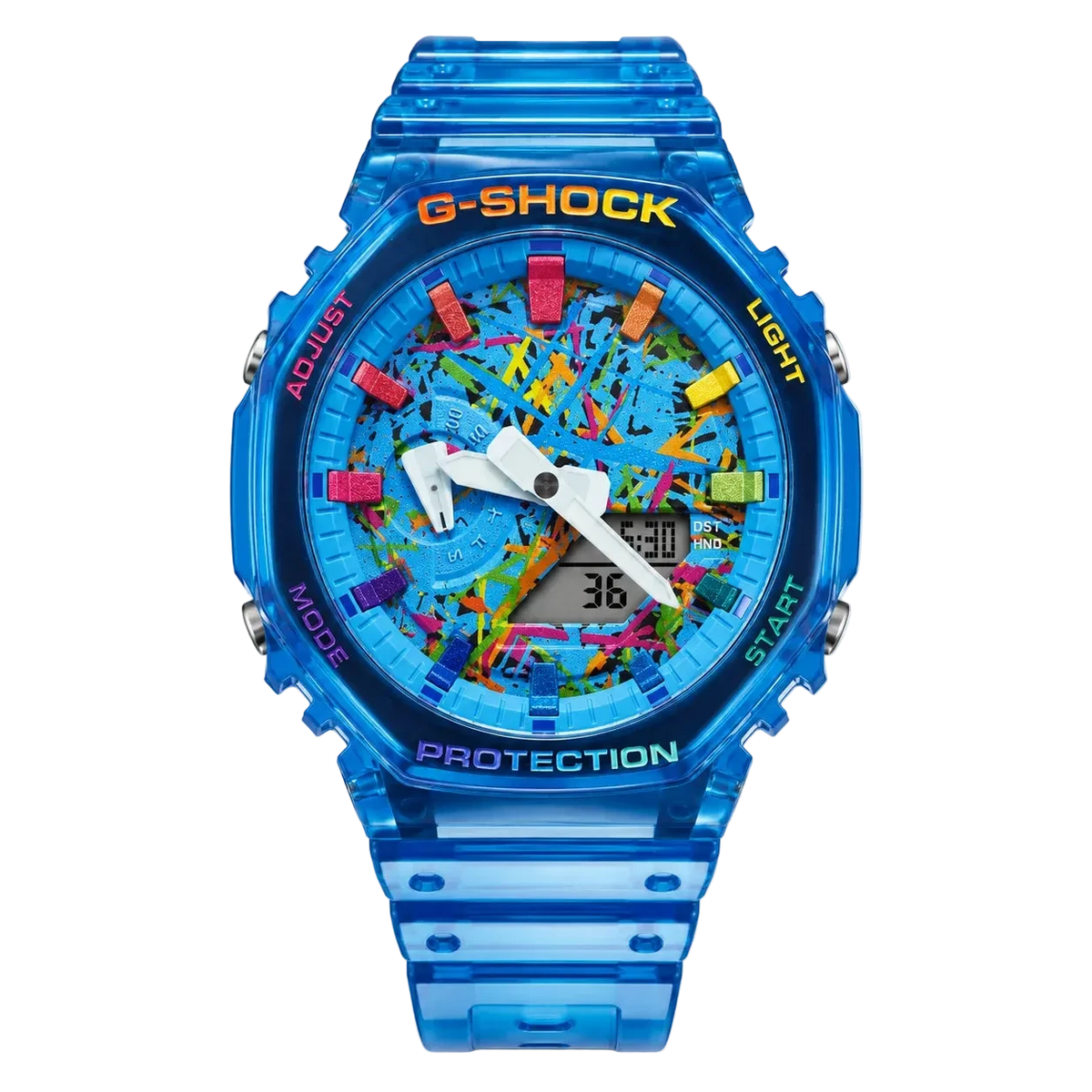 G-Shock GA2100 Blue Paint Splatter